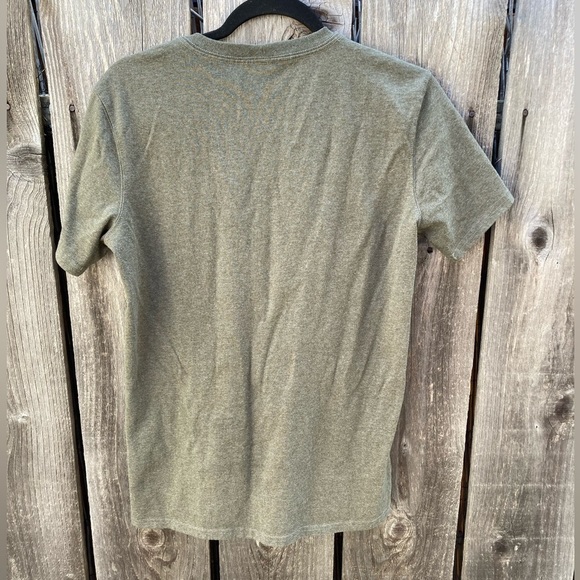 Women's Carhartt T-Shirt Green Spell-Out Cursive S Crew Cotton Pocket Cursive - Picture 8 of 12
